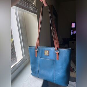 Dooney & Bourke Sky Blue Pebble Grain Leather Small Lexington Tote, $298 Retail